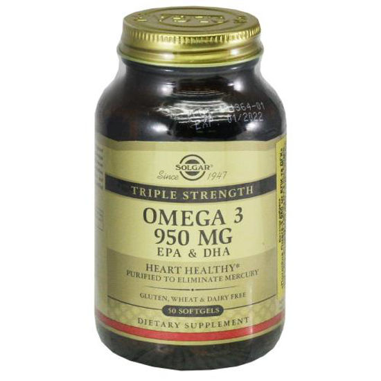 Тройная Омега-3 ЕПК и ДГК (Triple Strength Omega-3 950 mg EPA and DHA Softgels) капсулы 950 мг №50
